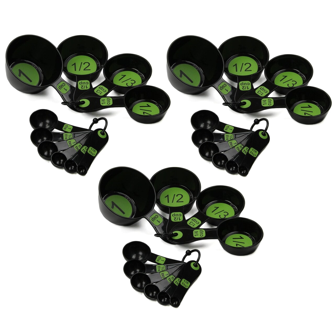 Chef Craft 10 Piece Easy Read Measuring Cups & Spoons Set - Black / Green